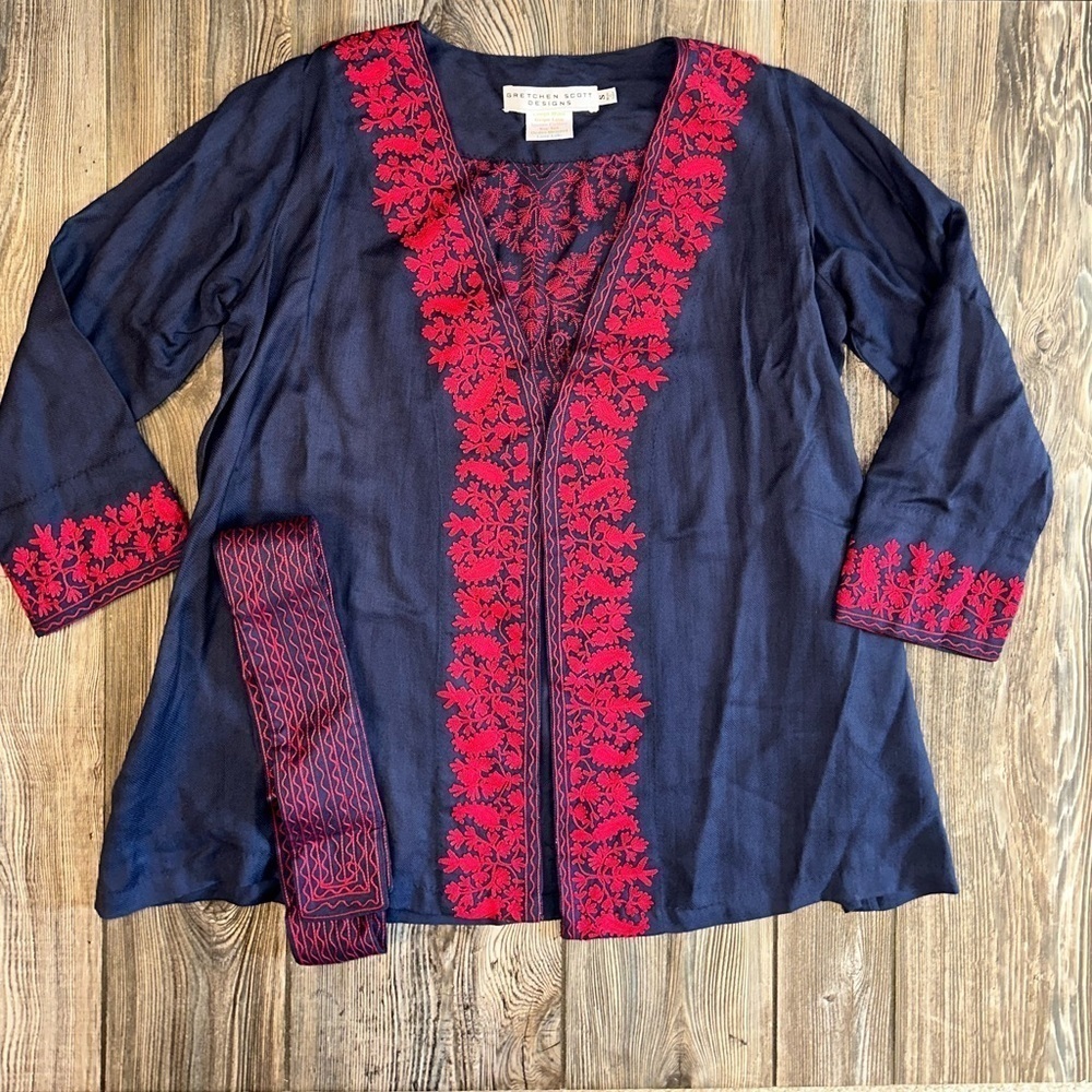 Gretchen Scott Open Front Cardigan with Tie Sash